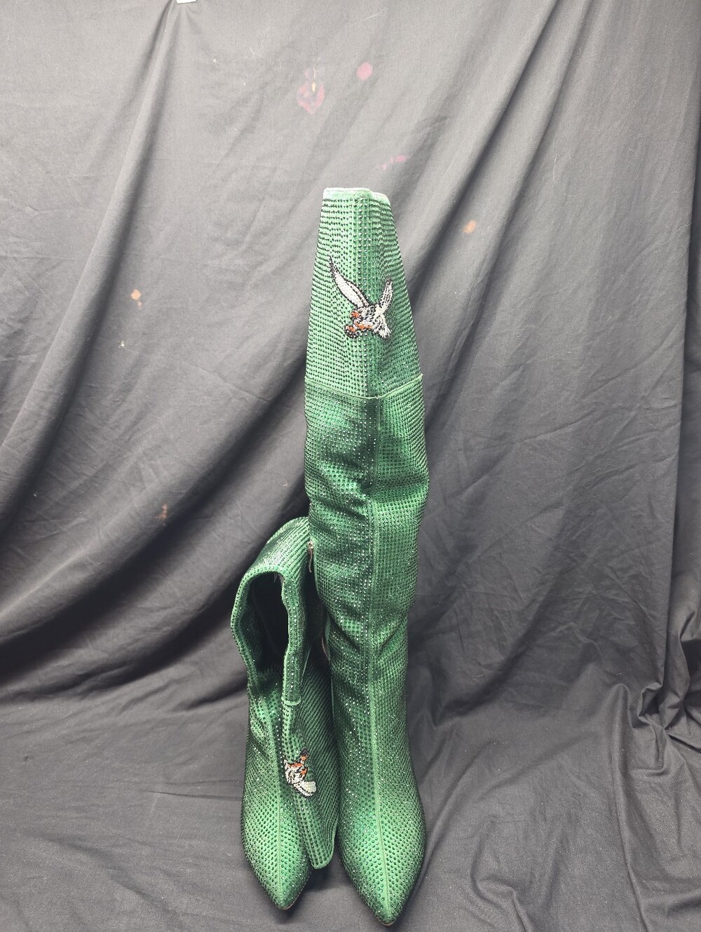 Cuce Philadelphia Eagles Rhinestone OTK Boots Kelly Green Women's Size 10